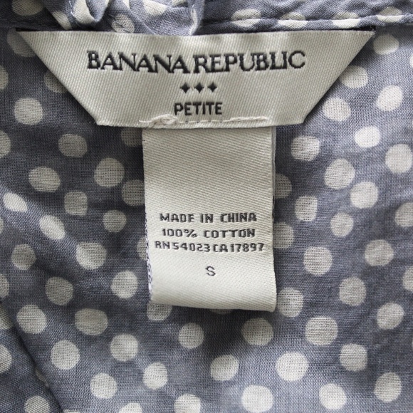 Gray-Blue & White Polka Dot Sleeveless Ruffle Detail Button Down Shirt - Picture 7 of 7